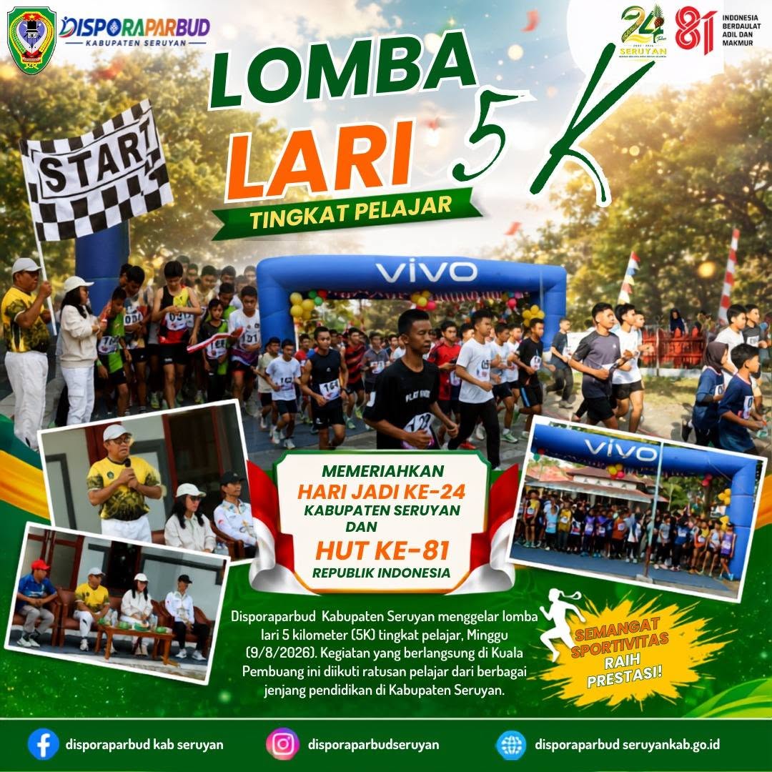 Dsiporaparbud Kabupaten Seruyan Menggelar Lomba Lari 5 Kilometer (5K) Tingkat Pelajar Tahun 2026